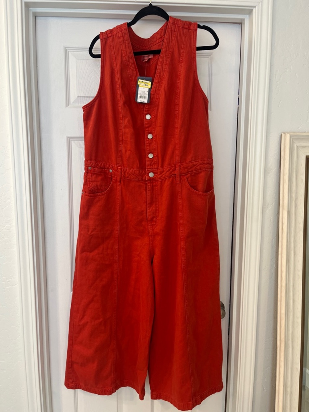Universal Thread Red Sleeveless Button-Front Jumpsuit